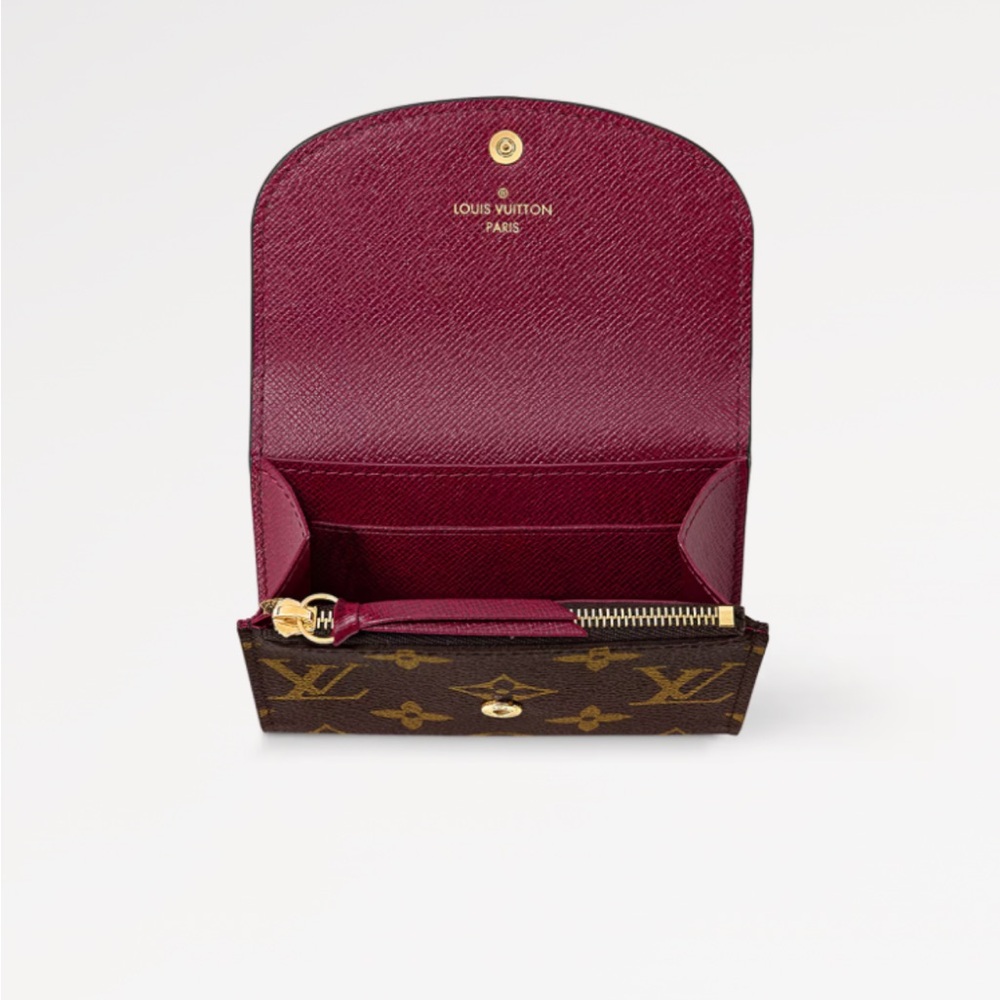 Louis Vuitton Dark Brown Monogram Coin Purse with Red Button - Picture 2 of 11